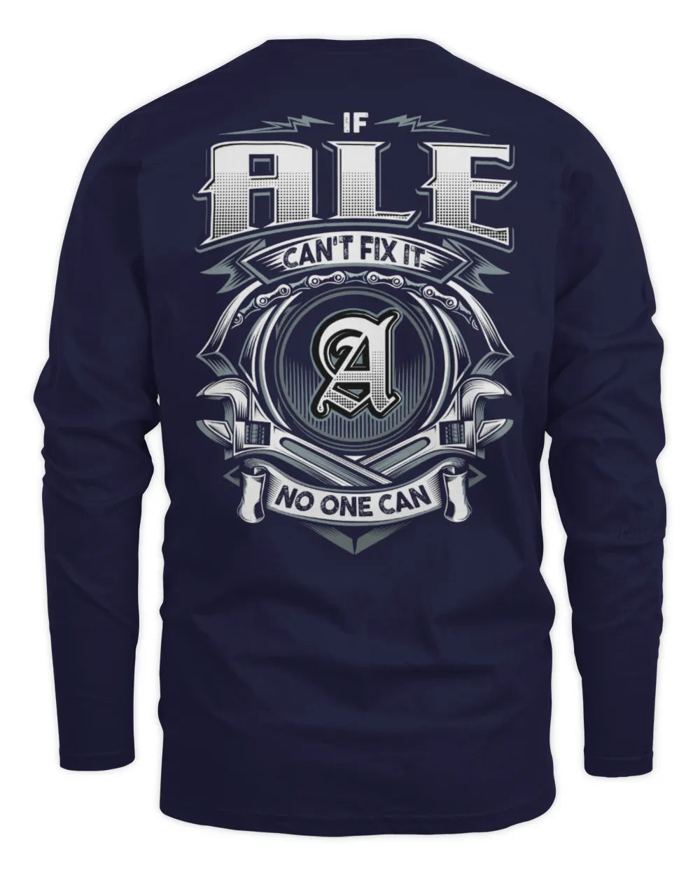 ALE AP81-K4-626 - Personalized Ahmed Quote Apparel “If Ahmed Can't Fix It, No One Can” - Men's Long Sleeved T-Shirt - Navy