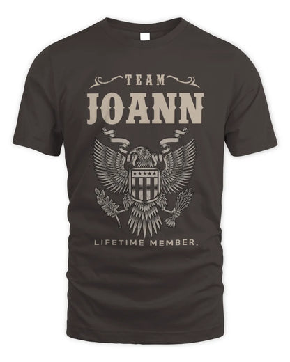 JOANN TP06-K82 – Personalized Classic Style Apparel “Team NAME Lifetime Member” - Unisex Standard T-Shirt - Dark Chocolate