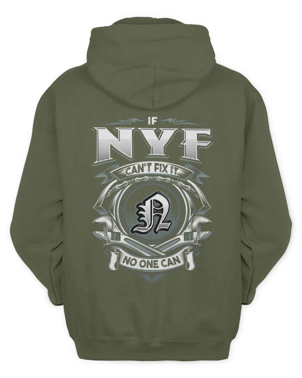 NYF AP81-K4-626 - Personalized Ahmed Quote Apparel “If Ahmed Can't Fix It, No One Can” - Unisex Hoodie - Military Green