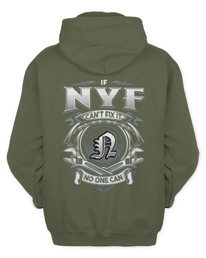 NYF AP81-K4-626 - Personalized Ahmed Quote Apparel “If Ahmed Can't Fix It, No One Can” - Unisex Hoodie - Military Green