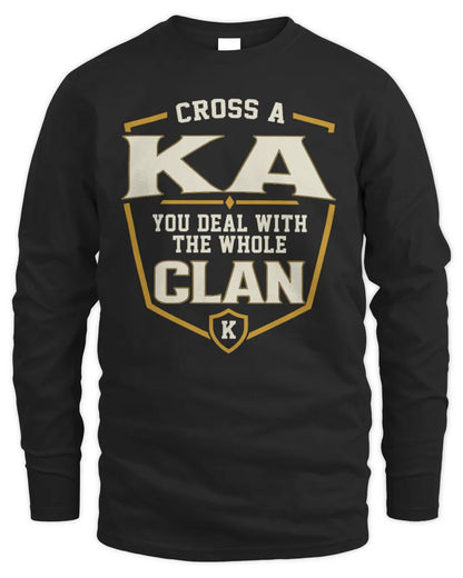 KA NT1-K008 Cross A/An NAME, You Deal With the Whole Clan | Personalized Vintage T-Shirt - Men's Long Sleeved T-Shirt - Black