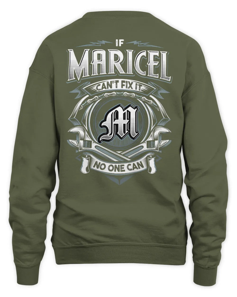 MARICEL AP81-K4-626 - Personalized Ahmed Quote Apparel “If Ahmed Can't Fix It, No One Can” - Unisex Sweatshirt - Military Green