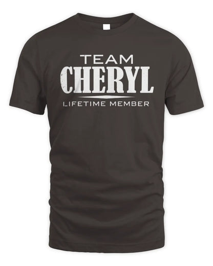 CHERYL BL62-K4-128 - Personalized “Team NAME Lifetime Member” - Unisex Standard T-Shirt - Dark Chocolate