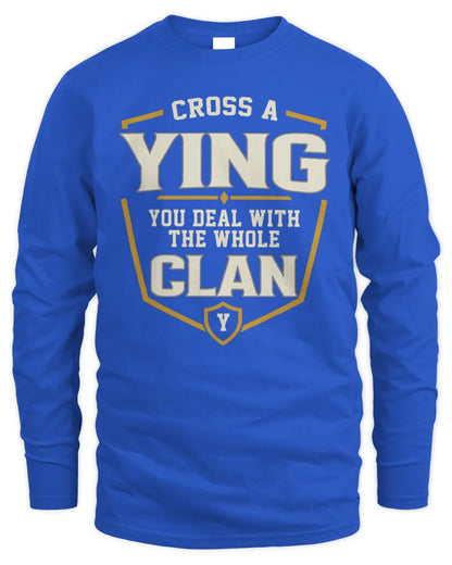 YING NT1-K008 Cross A/An NAME, You Deal With the Whole Clan | Personalized Vintage T-Shirt - Men's Long Sleeved T-Shirt - Royal