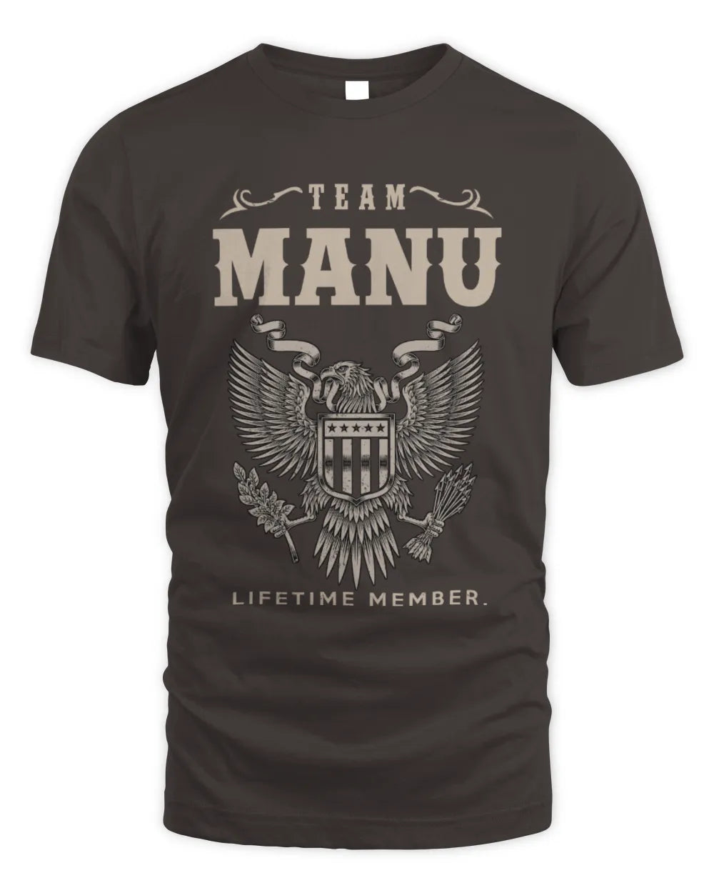 MANU TP06-K82 – Personalized Classic Style Apparel “Team NAME Lifetime Member” - Unisex Standard T-Shirt - Dark Chocolate