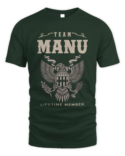 MANU TP06-K82 – Personalized Classic Style Apparel “Team NAME Lifetime Member” - Unisex Standard T-Shirt - Forest Green