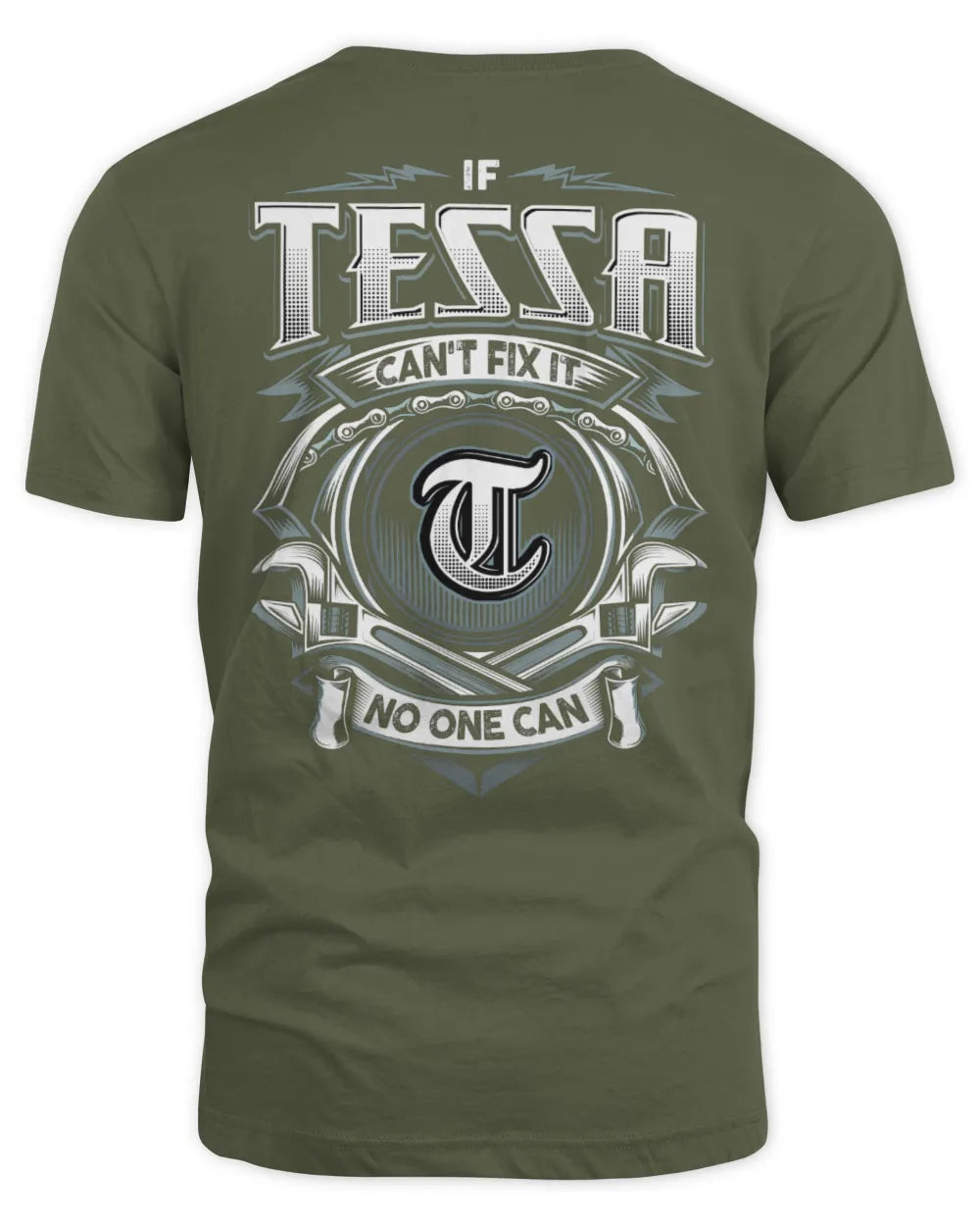 TESSA AP81-K4-626 - Personalized Ahmed Quote Apparel “If Ahmed Can't Fix It, No One Can” - Unisex Standard T-Shirt - Military Green