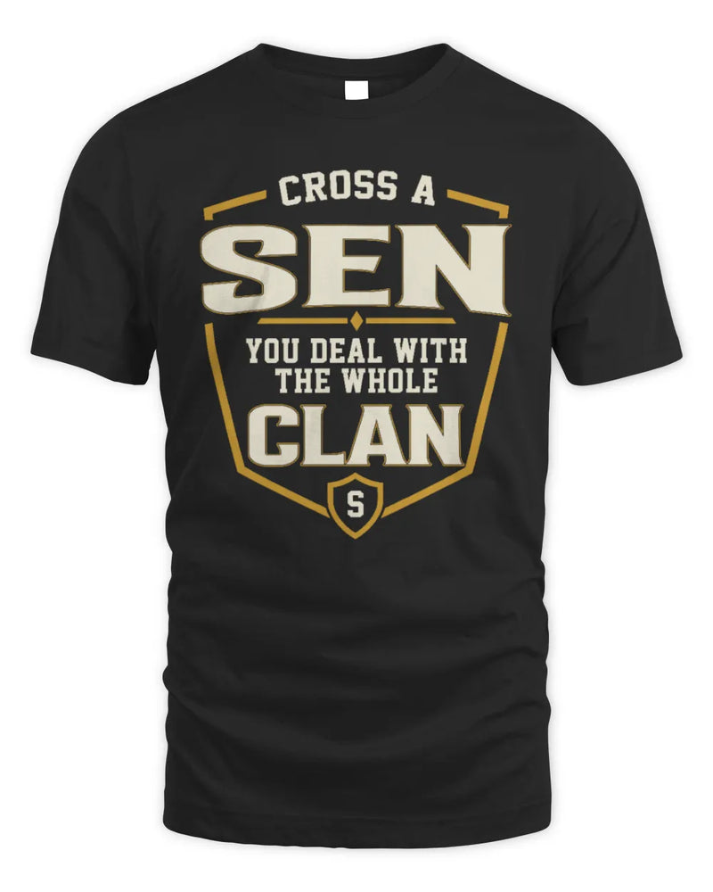 SEN NT1-K008 Cross A/An NAME, You Deal With the Whole Clan | Personalized Vintage T-Shirt - Unisex Standard T-Shirt - Black