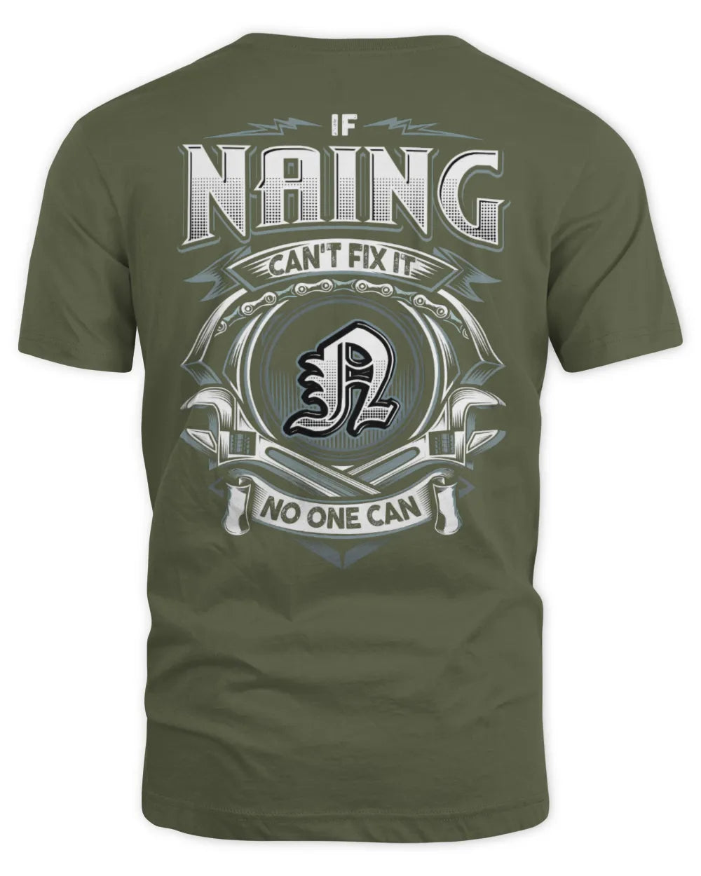 NAING AP81-K4-626 - Personalized Ahmed Quote Apparel “If Ahmed Can't Fix It, No One Can” - Unisex Standard T-Shirt - Military Green