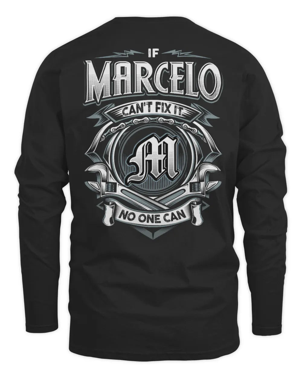 MARCELO AP81-K4-626 - Personalized Ahmed Quote Apparel “If Ahmed Can't Fix It, No One Can” - Men's Long Sleeved T-Shirt - Black