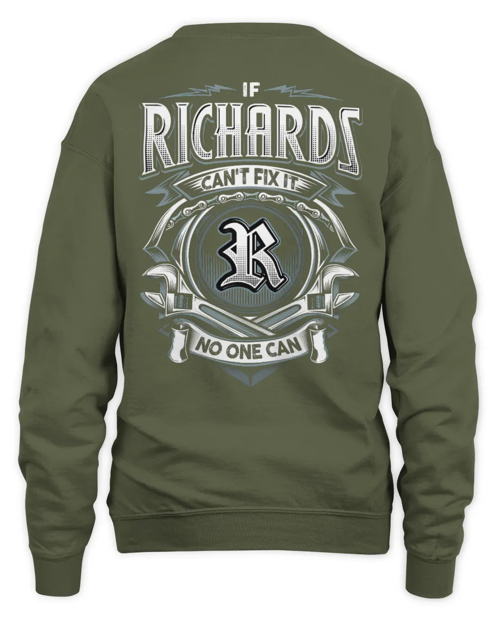 RICHARDS AP81-K4-626 - Personalized Ahmed Quote Apparel “If Ahmed Can't Fix It, No One Can” - Unisex Sweatshirt - Military Green