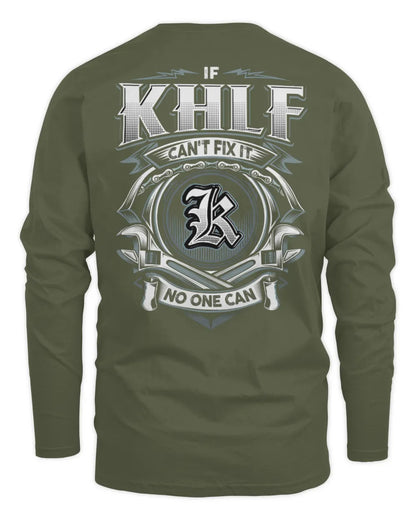 KHLF AP81-K4-626 - Personalized Ahmed Quote Apparel “If Ahmed Can't Fix It, No One Can” - Men's Long Sleeved T-Shirt - Military Green