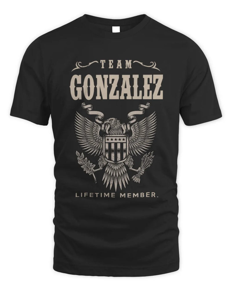 GONZALEZ TP06-K82 – Personalized Classic Style Apparel “Team NAME Lifetime Member” - Unisex Standard T-Shirt - Black
