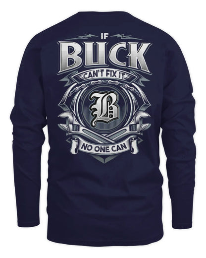 BUCK AP81-K4-626 - Personalized Ahmed Quote Apparel “If Ahmed Can't Fix It, No One Can” - Men's Long Sleeved T-Shirt - Navy