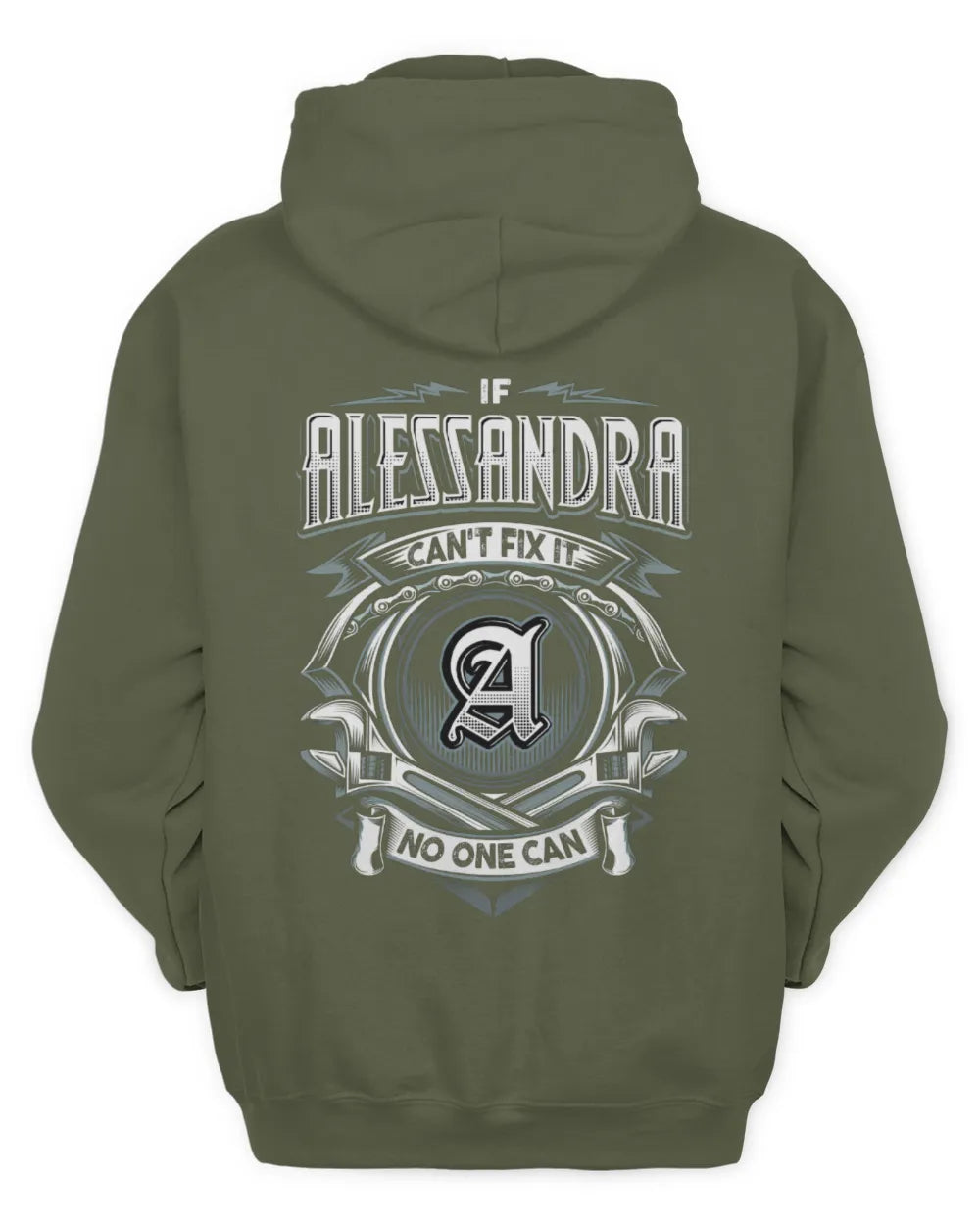 ALESSANDRA AP81-K4-626 - Personalized Ahmed Quote Apparel “If Ahmed Can't Fix It, No One Can” - Unisex Hoodie - Military Green