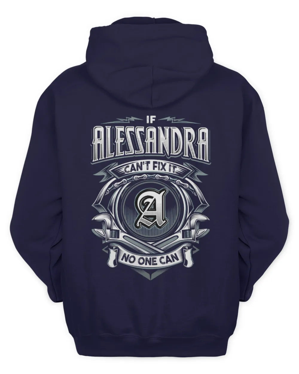 ALESSANDRA AP81-K4-626 - Personalized Ahmed Quote Apparel “If Ahmed Can't Fix It, No One Can” - Unisex Hoodie - Navy