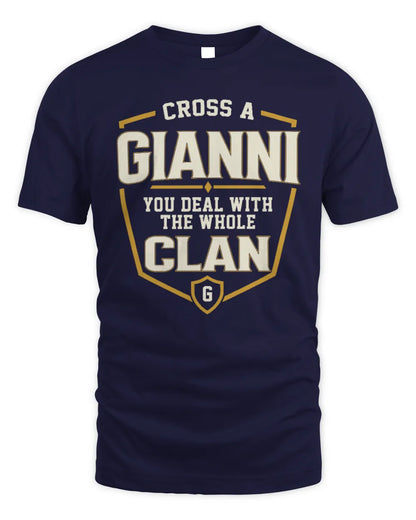 GIANNI NT1-K008 Cross A/An NAME, You Deal With the Whole Clan | Personalized Vintage T-Shirt - Unisex Standard T-Shirt - Navy