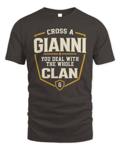 GIANNI NT1-K008 Cross A/An NAME, You Deal With the Whole Clan | Personalized Vintage T-Shirt - Unisex Standard T-Shirt - Dark Chocolate