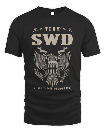 SWD TP06-K82 – Personalized Classic Style Apparel “Team NAME Lifetime Member” - Unisex Standard T-Shirt - Black