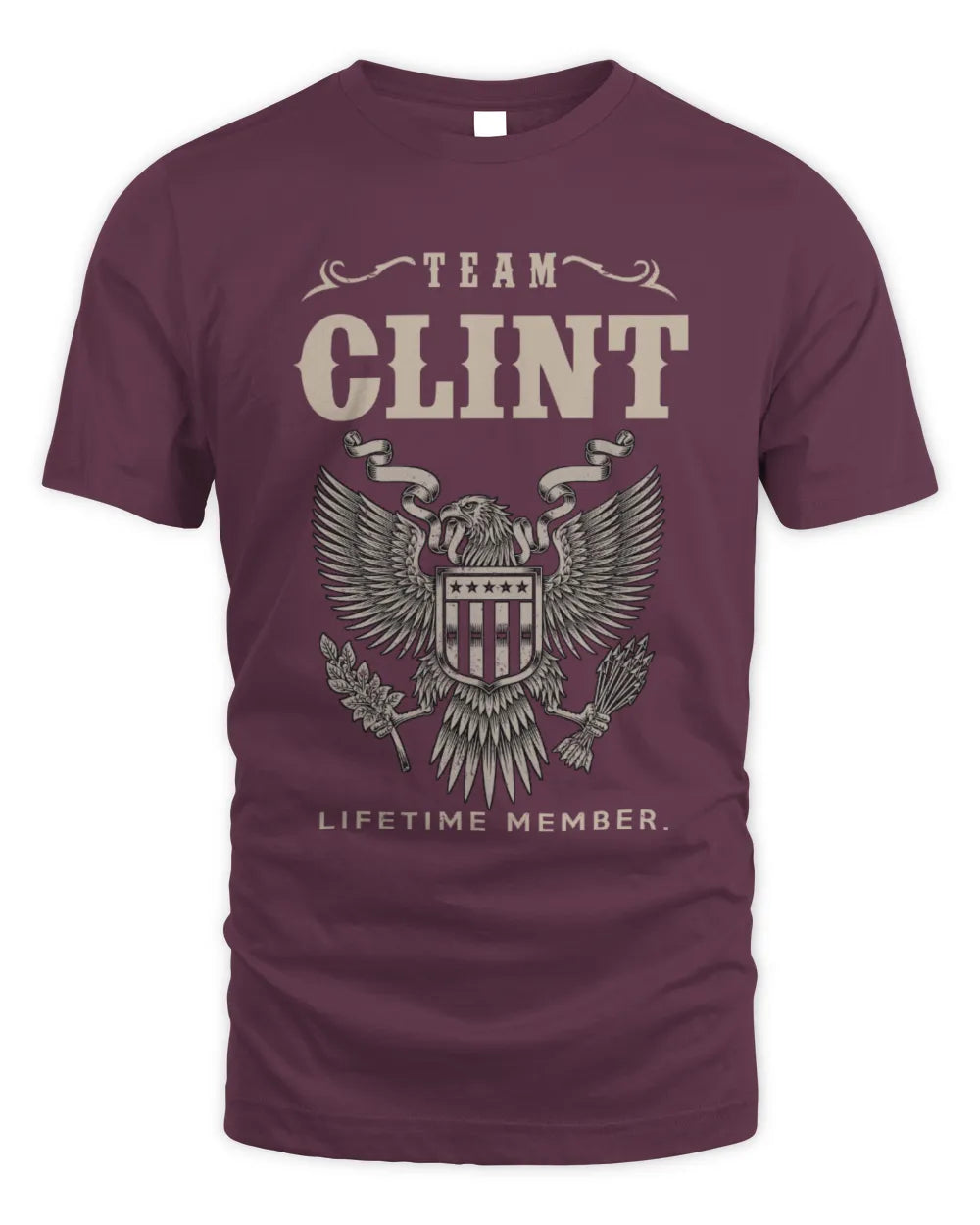 CLINT TP06-K82 – Personalized Classic Style Apparel “Team NAME Lifetime Member” - Unisex Standard T-Shirt - Maroon