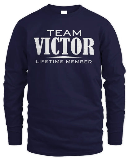 VICTOR BL62-K4-128 - Personalized “Team NAME Lifetime Member” - Men's Long Sleeved T-Shirt - Navy