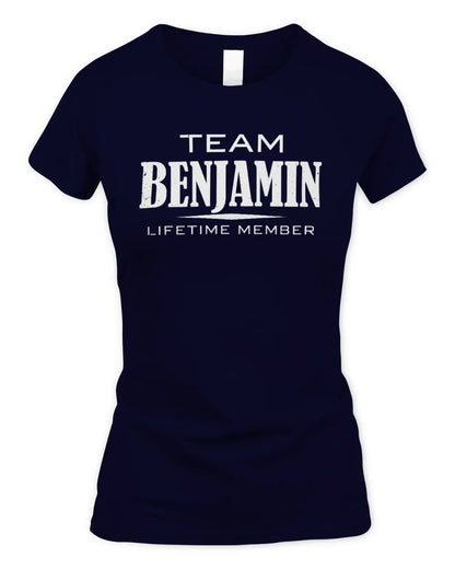BENJAMIN BL62-K4-128 - Personalized “Team NAME Lifetime Member” - Women's Standard T-Shirt - Navy