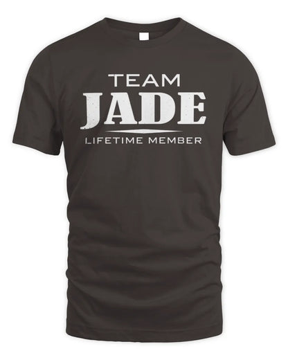 JADE BL62-K4-128 - Personalized “Team NAME Lifetime Member” - Unisex Standard T-Shirt - Dark Chocolate