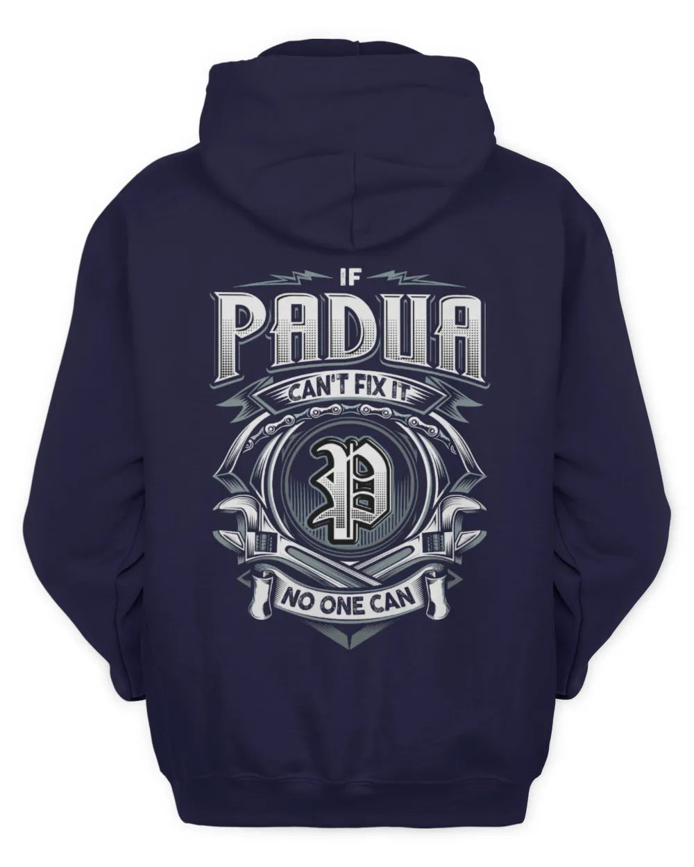 PADUA AP81-K4-626 - Personalized Ahmed Quote Apparel “If Ahmed Can't Fix It, No One Can” - Unisex Hoodie - Navy