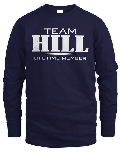 HILL BL62-K4-128 - Personalized “Team NAME Lifetime Member” - Men's Long Sleeved T-Shirt - Navy