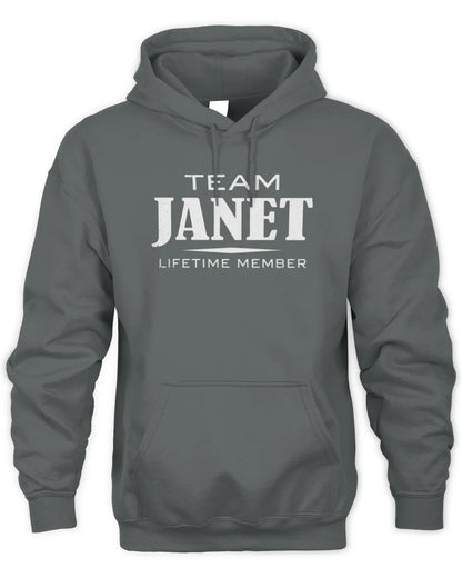 JANET BL62-K4-128 - Personalized “Team NAME Lifetime Member” - Unisex Hoodie - Charcoal