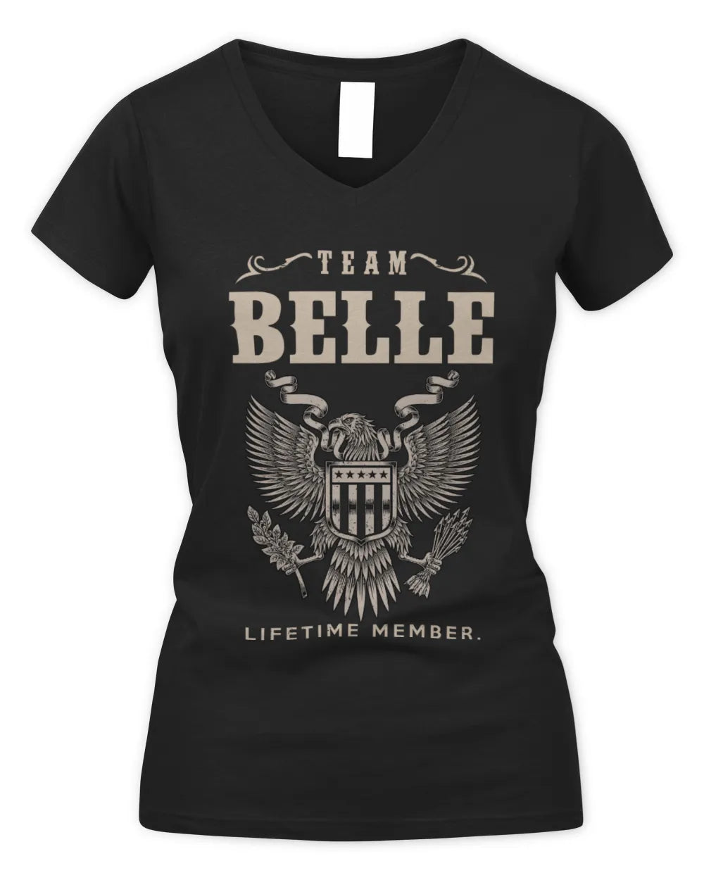 BELLE TP06-K82 – Personalized Classic Style Apparel “Team NAME Lifetime Member” - Women's V-Neck T-Shirt - Black
