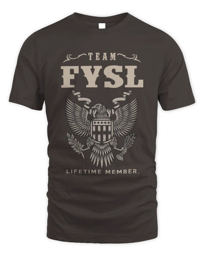 FYSL TP06-K82 – Personalized Classic Style Apparel “Team NAME Lifetime Member” - Unisex Standard T-Shirt - Dark Chocolate