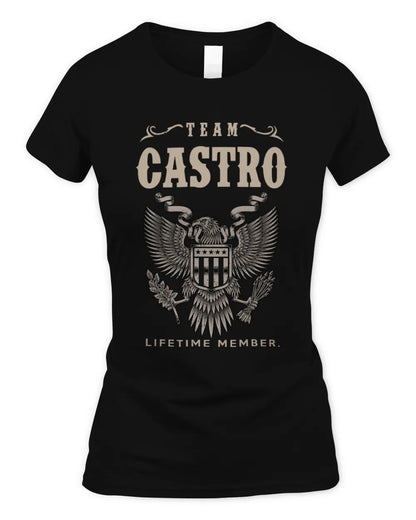 CASTRO TP06-K82 – Personalized Classic Style Apparel “Team NAME Lifetime Member” - Women's Standard T-Shirt - Black