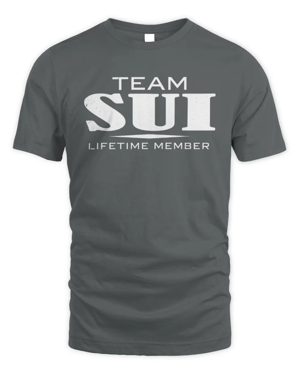 SUI BL62-K4-128 - Personalized “Team NAME Lifetime Member” - Unisex Standard T-Shirt - Charcoal