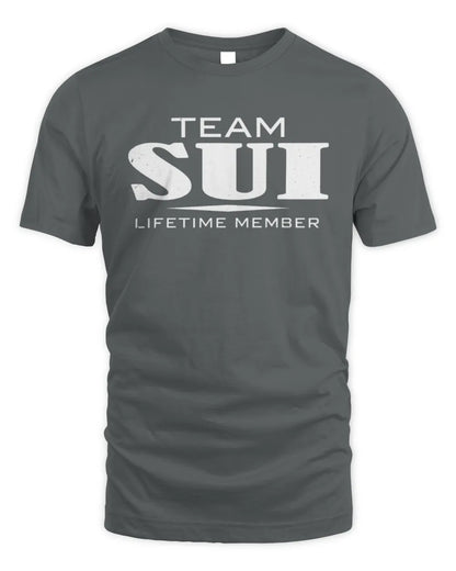 SUI BL62-K4-128 - Personalized “Team NAME Lifetime Member” - Unisex Standard T-Shirt - Charcoal