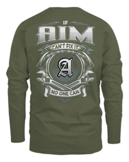 AIM AP81-K4-626 - Personalized Ahmed Quote Apparel “If Ahmed Can't Fix It, No One Can” - Men's Long Sleeved T-Shirt - Military Green