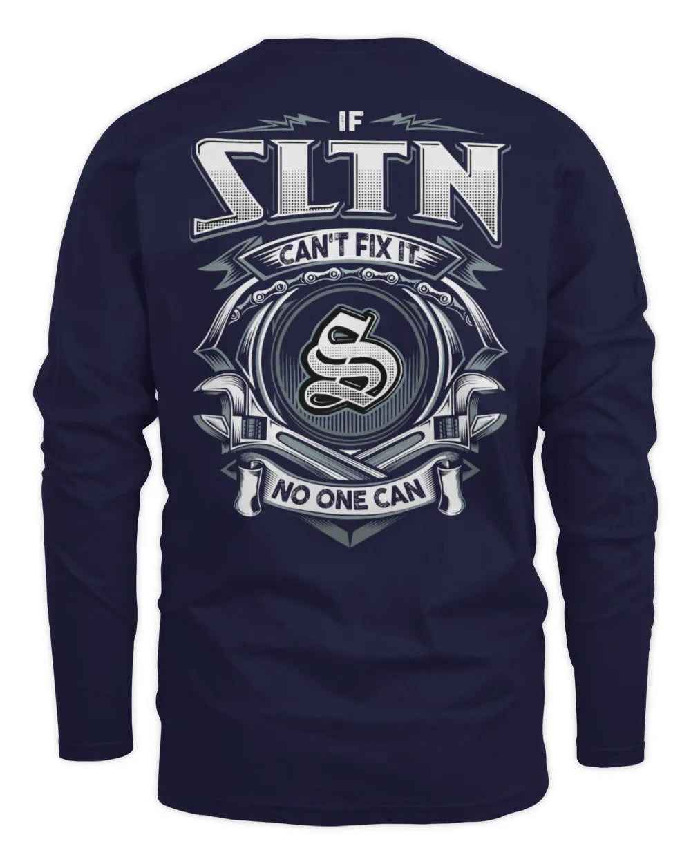 SLTN AP81-K4-626 - Personalized Ahmed Quote Apparel “If Ahmed Can't Fix It, No One Can” - Men's Long Sleeved T-Shirt - Navy