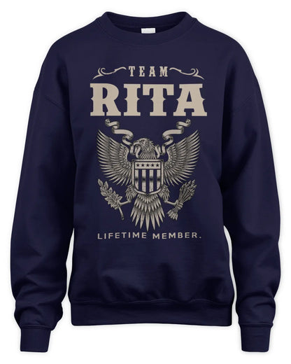 RITA TP06-K82 – Personalized Classic Style Apparel “Team NAME Lifetime Member” - Unisex Sweatshirt - Navy