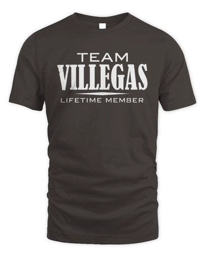VILLEGAS BL62-K4-128 - Personalized “Team NAME Lifetime Member” - Unisex Standard T-Shirt - Dark Chocolate