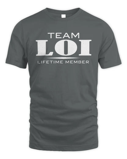 LOI BL62-K4-128 - Personalized “Team NAME Lifetime Member” - Unisex Standard T-Shirt - Charcoal
