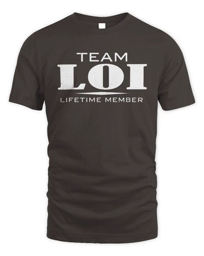 LOI BL62-K4-128 - Personalized “Team NAME Lifetime Member” - Unisex Standard T-Shirt - Dark Chocolate