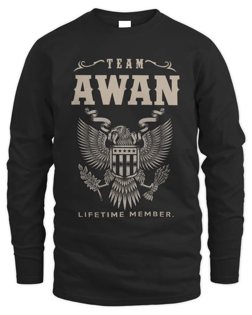 AWAN TP06-K82 – Personalized Classic Style Apparel “Team NAME Lifetime Member” - Men's Long Sleeved T-Shirt - Black