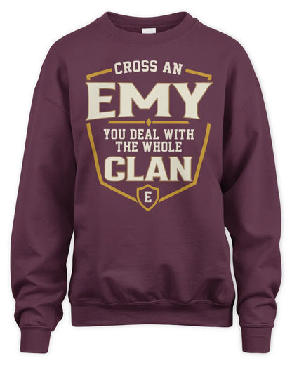 EMY NT1-K008 Cross A/An NAME, You Deal With the Whole Clan | Personalized Vintage T-Shirt - Unisex Sweatshirt - Maroon