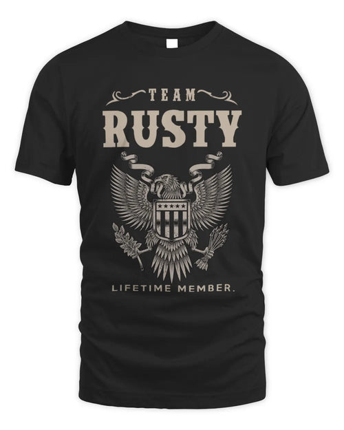 RUSTY TP06-K82 – Personalized Classic Style Apparel “Team NAME Lifetime Member” - Unisex Standard T-Shirt - Black