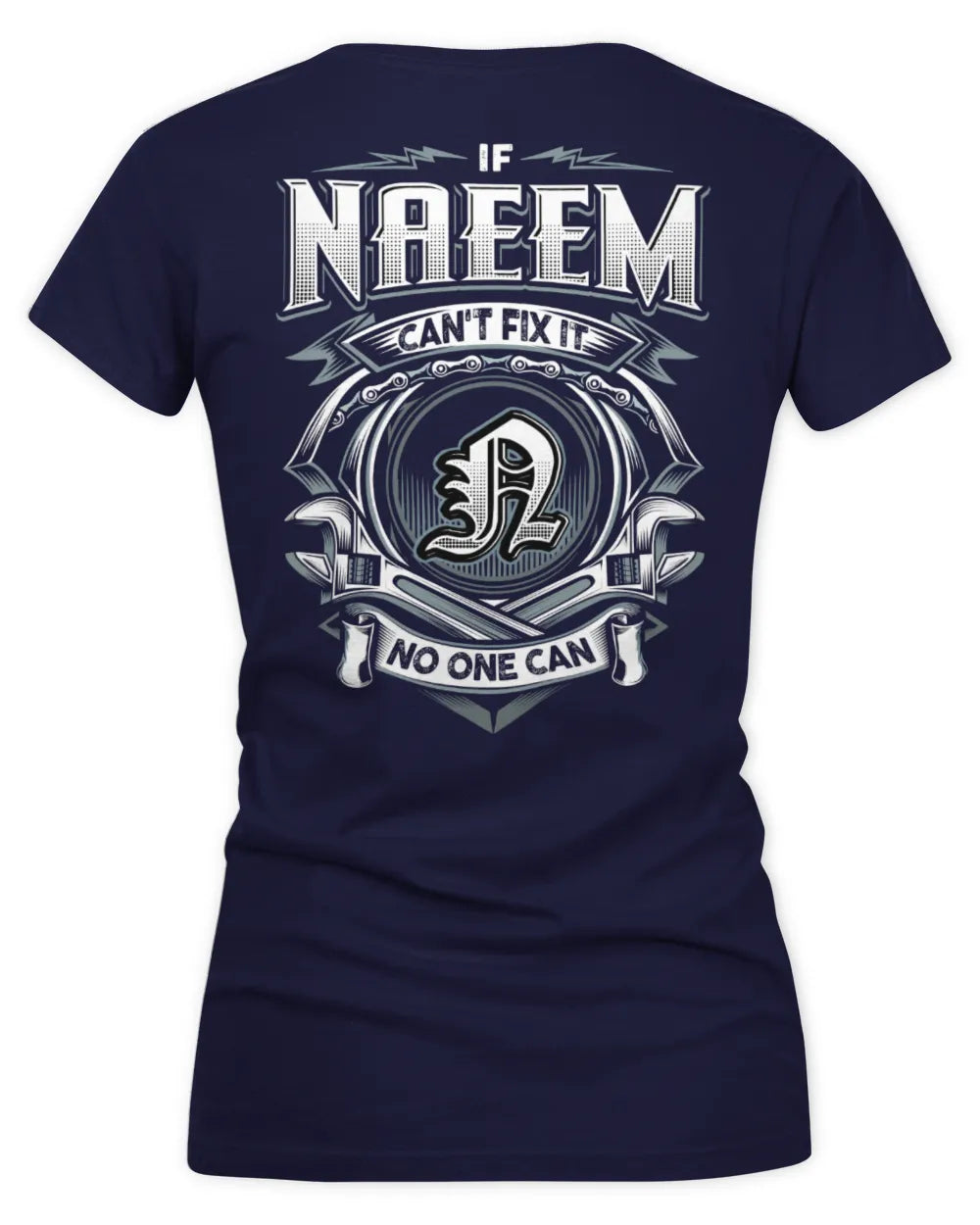 NAEEM AP81-K4-626 - Personalized Ahmed Quote Apparel “If Ahmed Can't Fix It, No One Can” - Women's V-Neck T-Shirt - Navy