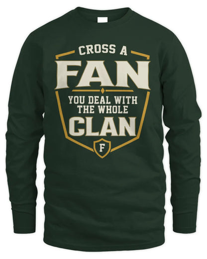 FAN NT1-K008 Cross A/An NAME, You Deal With the Whole Clan | Personalized Vintage T-Shirt - Men's Long Sleeved T-Shirt - Forest Green