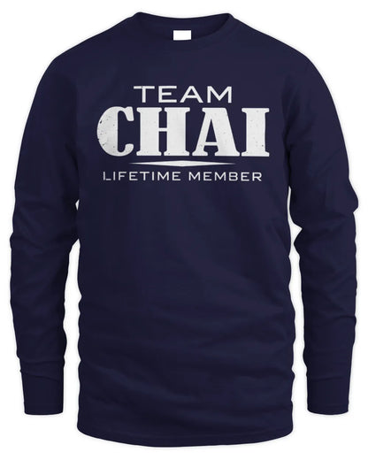 CHAI BL62-K4-128 - Personalized “Team NAME Lifetime Member” - Men's Long Sleeved T-Shirt - Navy