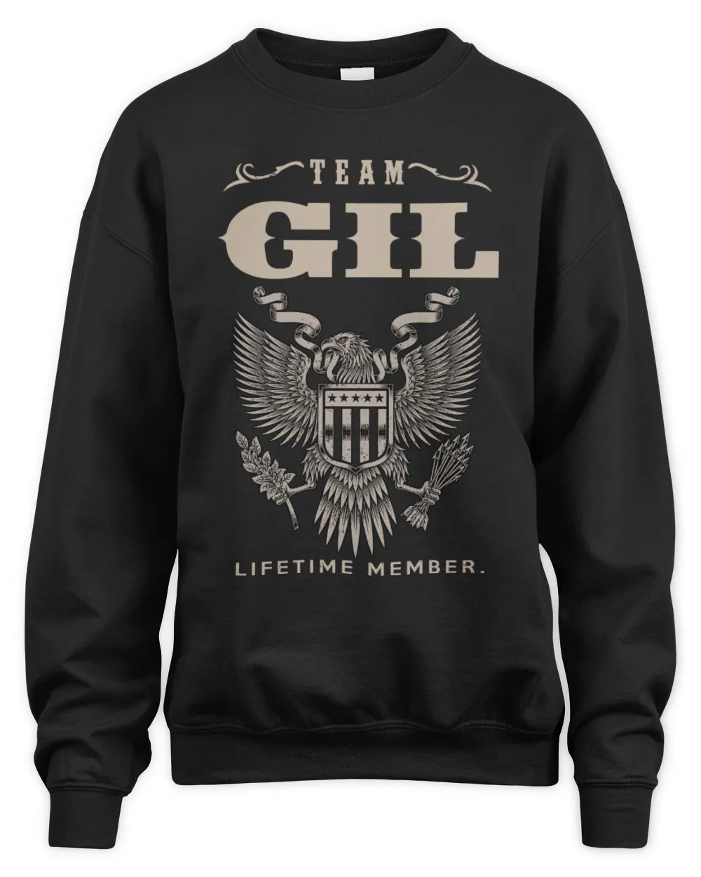 GIL TP06-K82 – Personalized Classic Style Apparel “Team NAME Lifetime Member” - Unisex Sweatshirt - Black