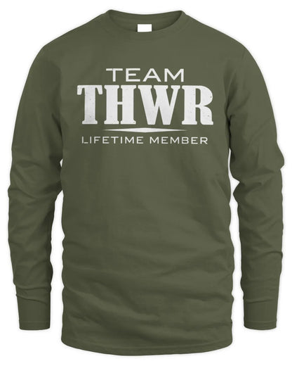THWR BL62-K4-128 - Personalized “Team NAME Lifetime Member” - Men's Long Sleeved T-Shirt - Military Green