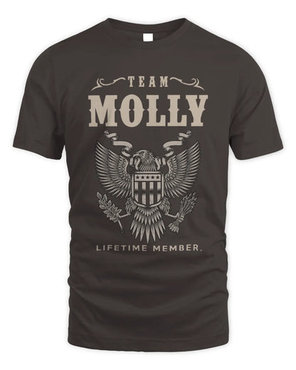 MOLLY TP06-K82 – Personalized Classic Style Apparel “Team NAME Lifetime Member” - Unisex Standard T-Shirt - Dark Chocolate